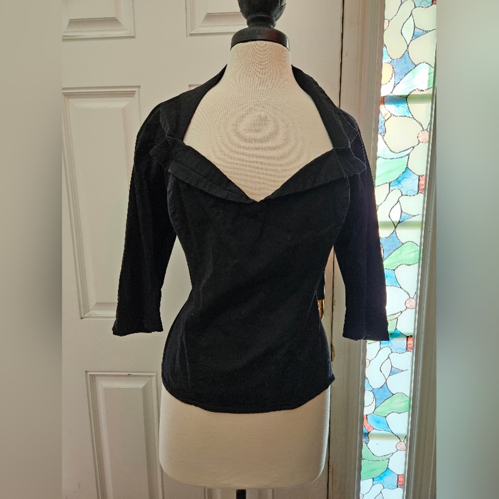 Pinup Couture Black Top Retro Vintage Rockabilly Vamp 4x